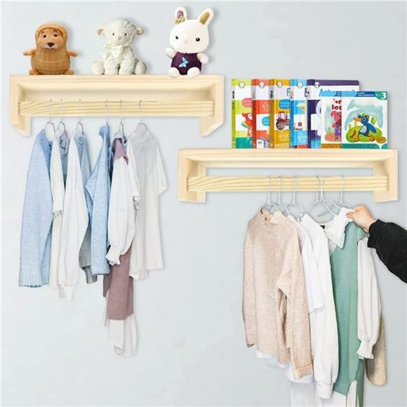 Floating Book Shelves White 24 inches Set of 2 (Natural-24), 24 x 3.94 x 3.54" - Picture 6 of 6